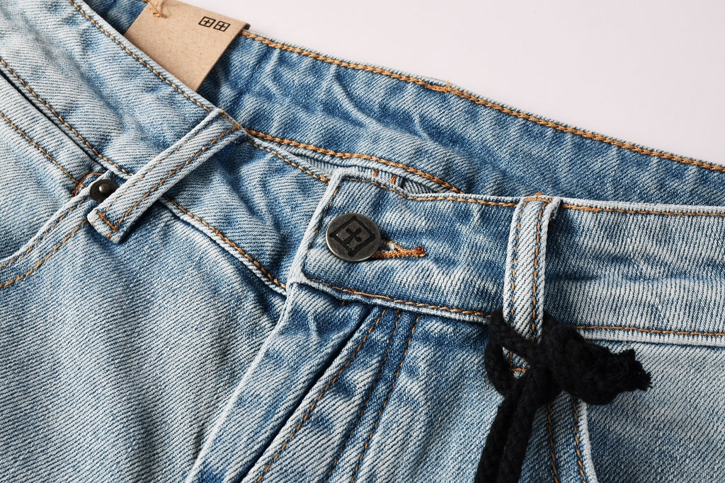 Men's Light Wash Distressed Skinny Jeans - Slim Streetwear Denim