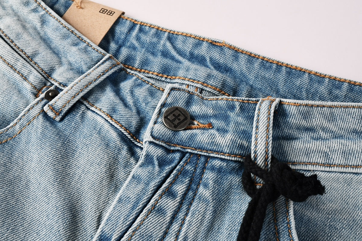 Men's Light Wash Distressed Skinny Jeans - Slim Streetwear Denim