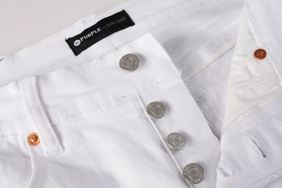 Men’s White Slim Fit Ripped Street Style Distressed Denim Jeans