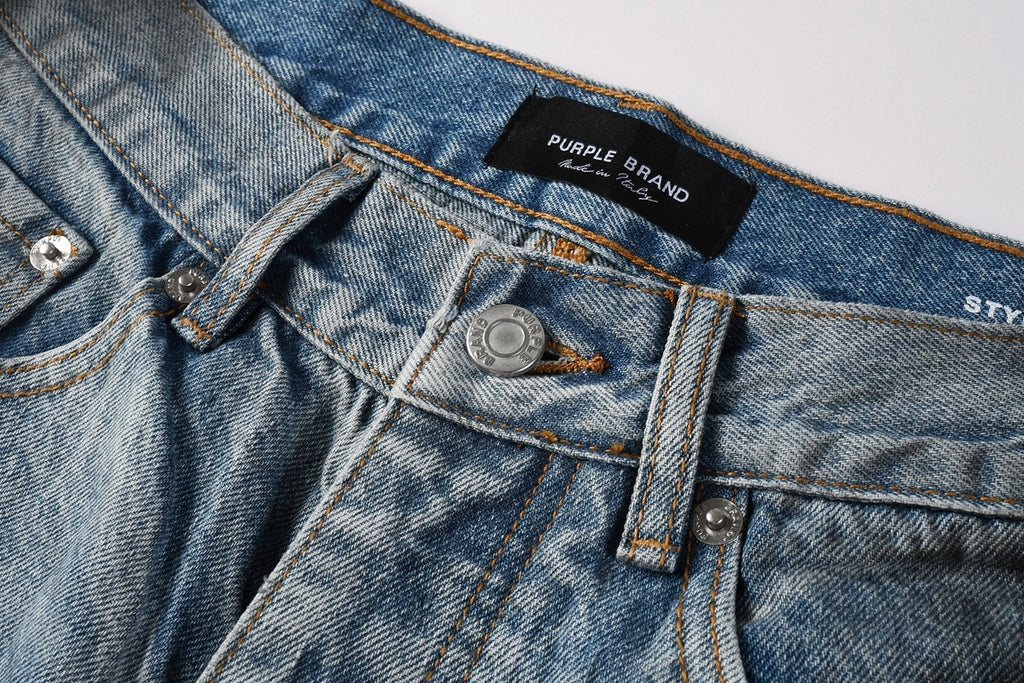 Men's Blue Coated Baggy Jeans with Wide Leg, Loose Fit & Stretch Denim