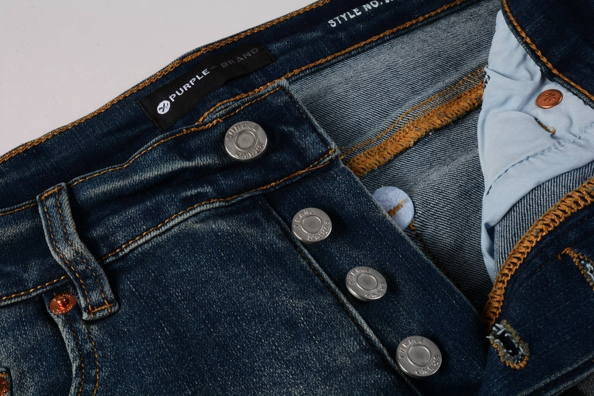 Men's Streetwear Classical Blue Distressed Bandanna Patchwork Stretch Slim Fit Ripped Jeans