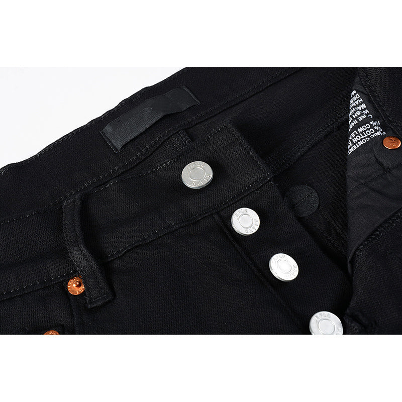 Men's Distressed Slim Fit Black Ripped Jeans