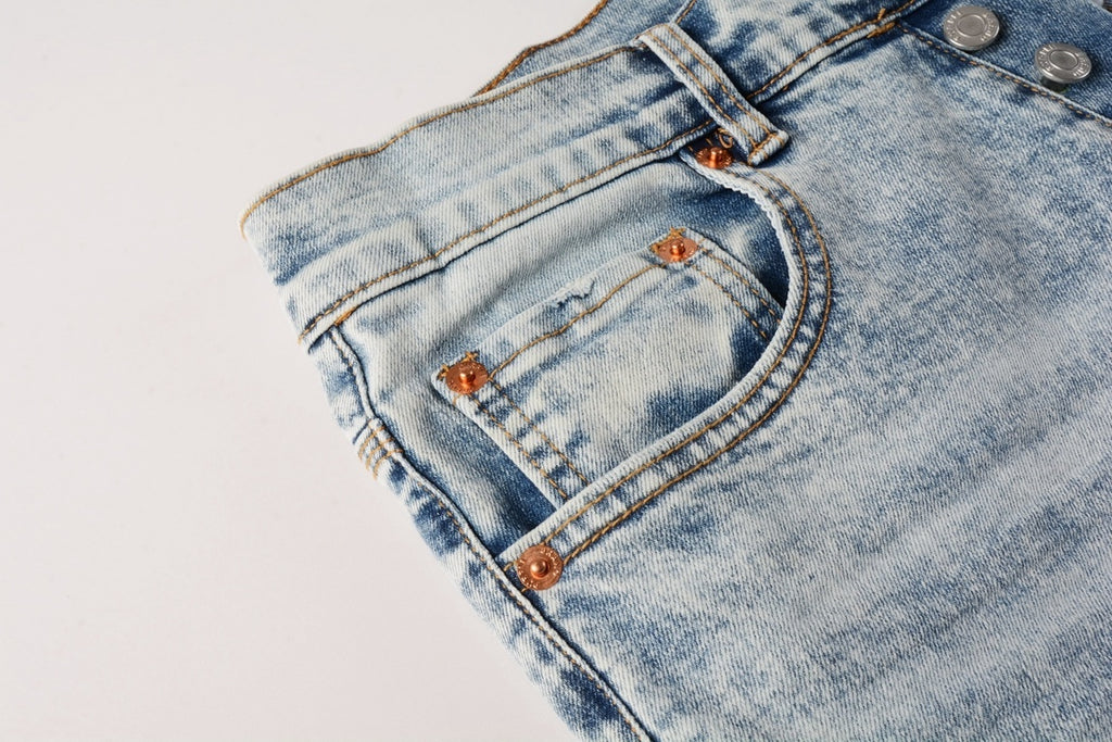 Men's High Street Slim Fit Distressed Blue Stretch Ripped Jeans