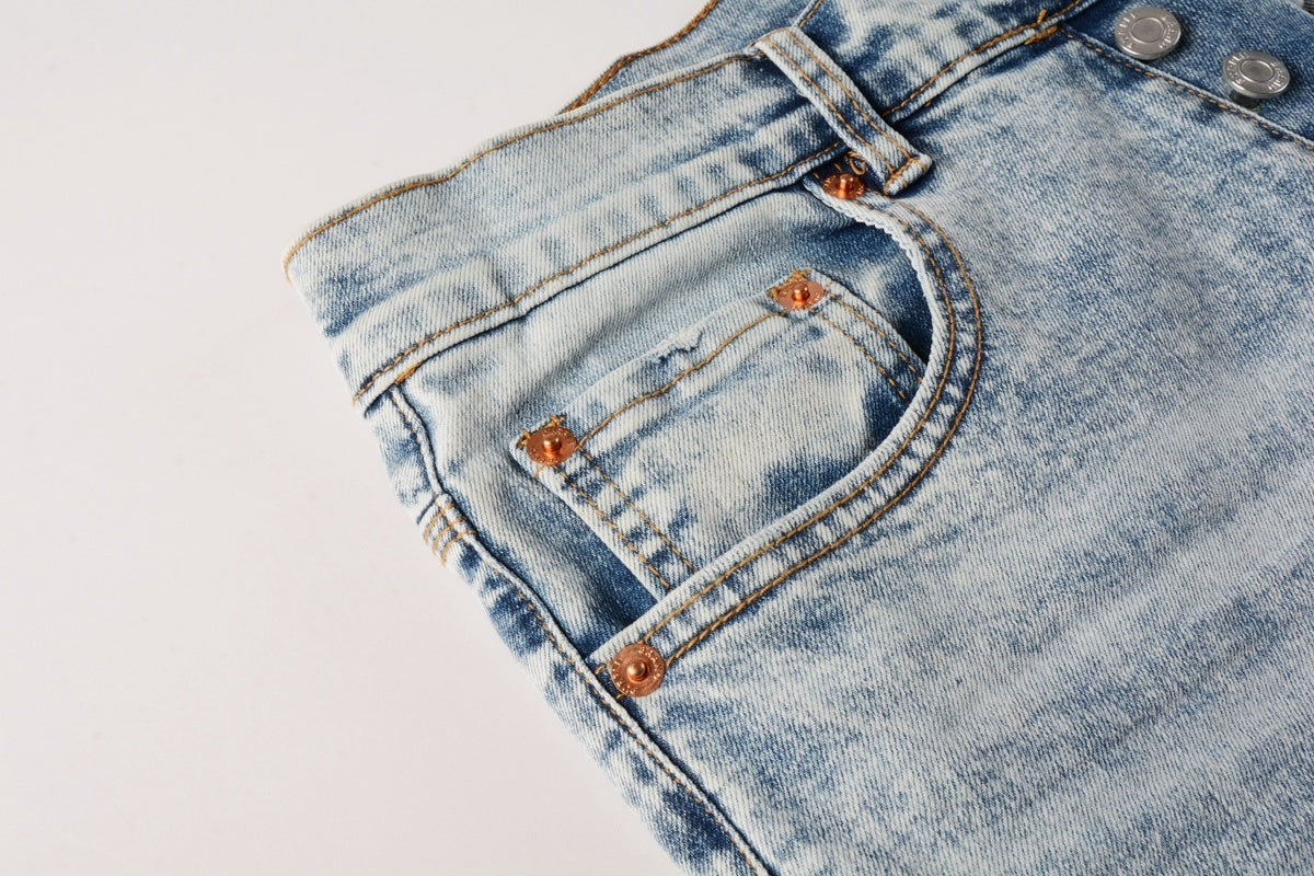 Men's High Street Slim Fit Distressed Blue Stretch Ripped Jeans