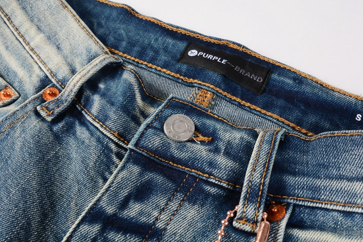 Men's Streetwear Slim Fit Distressed Blue Damaged Holes Graffiti Stretch Ripped Jeans