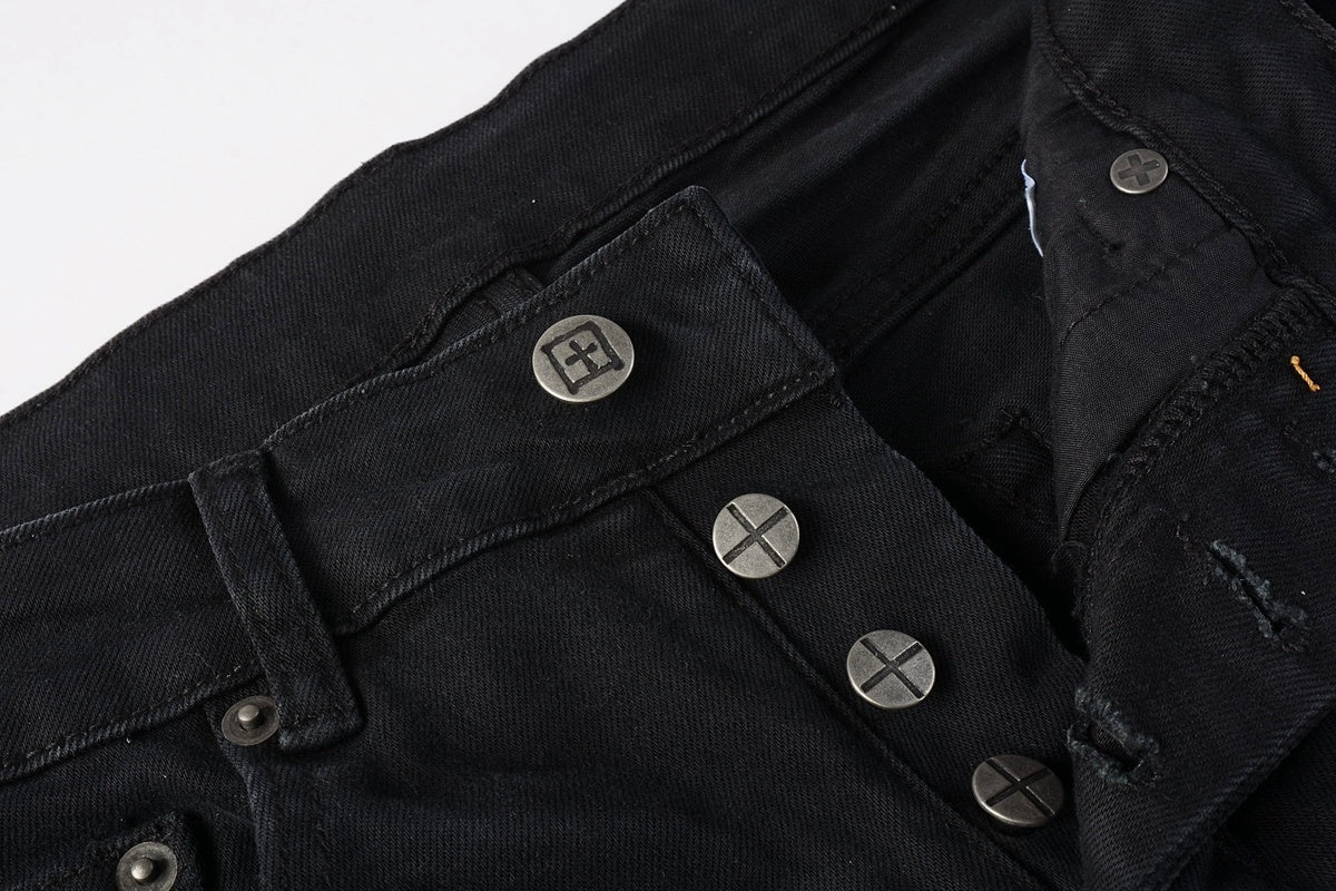 Men's Black Subtle Distressed Skinny Jeans - Stretch Denim Pants