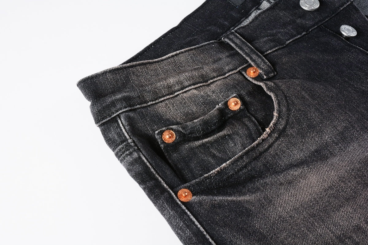 Men's High Street Distressed Vintage Gray Stretch Ripped Jeans
