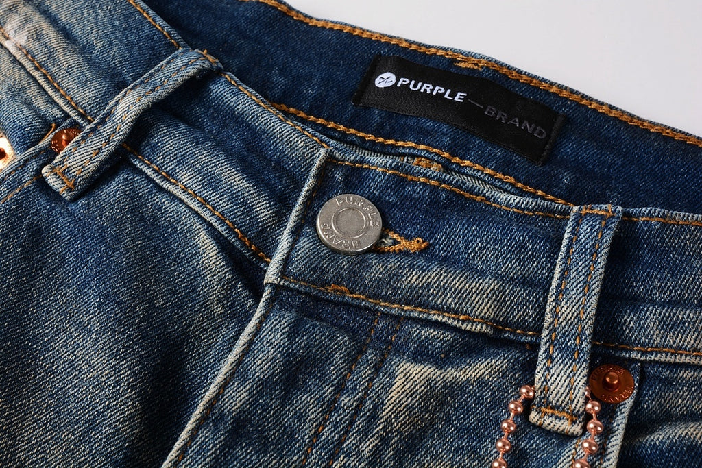 Men's Blue High Street Distressed Dirty Damaged Holes Stretch Slim Fit Ripped Jeans