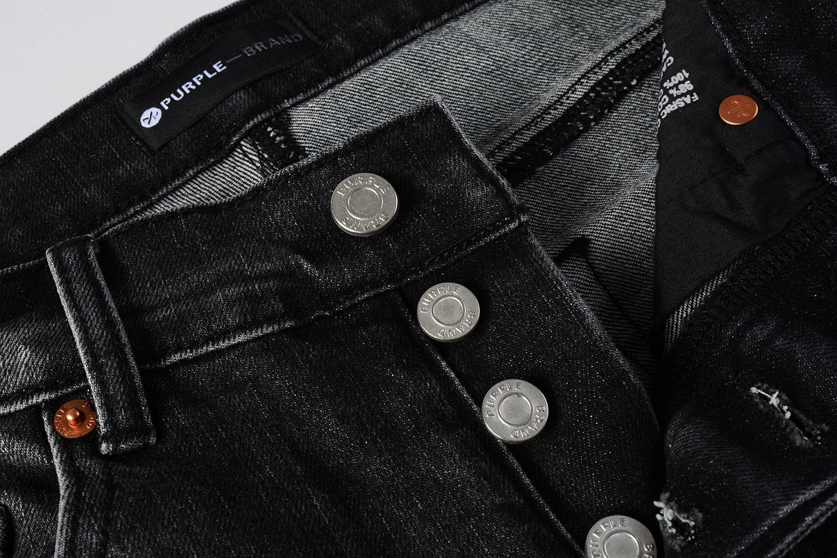 Men's High Street Distressed Black Gray Damaged Holes Spray Paint Stretch Slim Fit Ripped Jeans