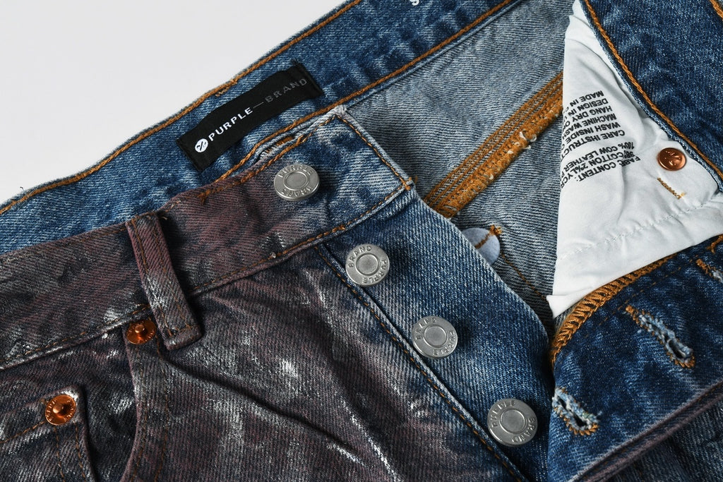 Men's Distressed Blue Coated Baggy Jeans with Graffiti Design & Stretch Fit
