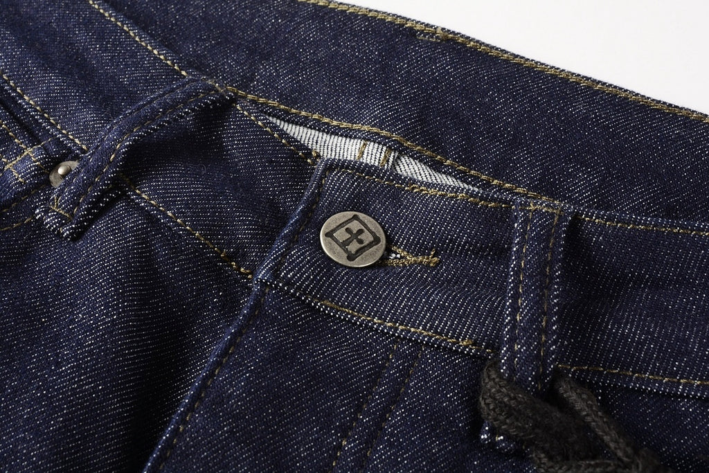 Men's Raw Indigo Dark Wash Slim-Fit Stretch Jeans - Premium Denim