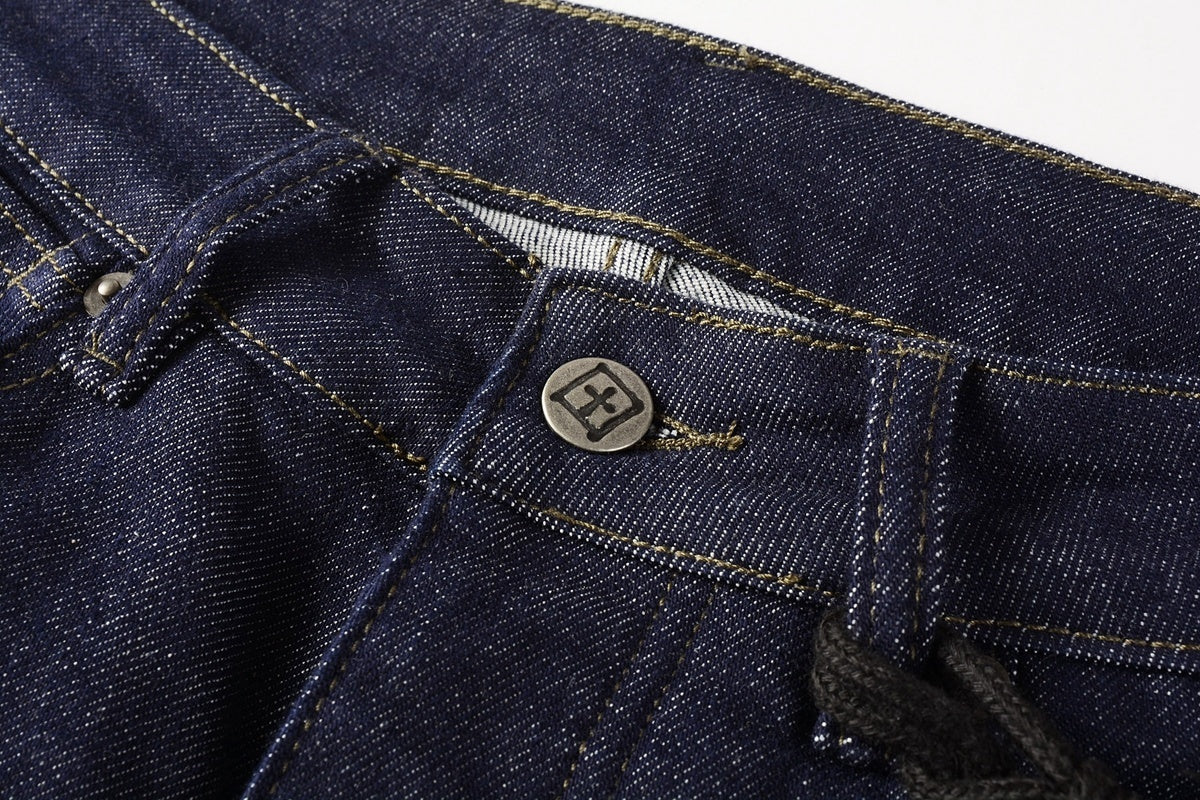 Men's Raw Indigo Dark Wash Slim-Fit Stretch Jeans - Premium Denim