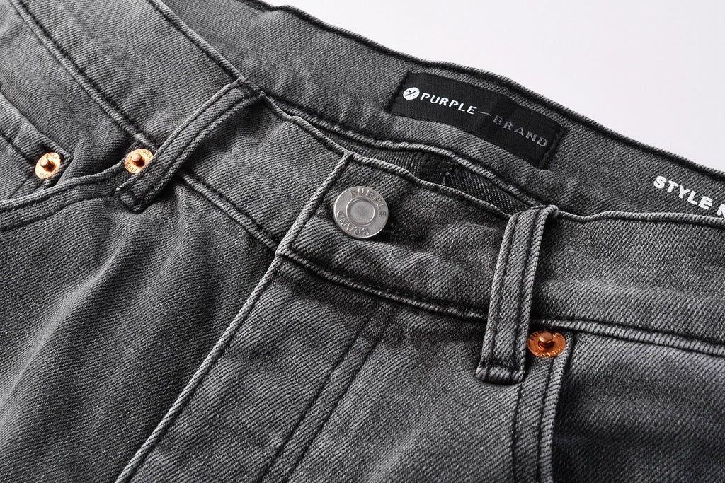 Men's Distressed Skinny Jeans with Ripped Holes, Rhinestones & Button Fly