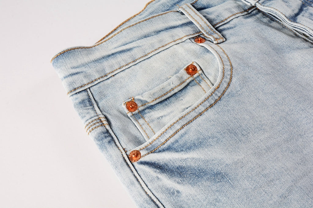 Men’s Slim Fit Light Blue Distressed Stretch Denim