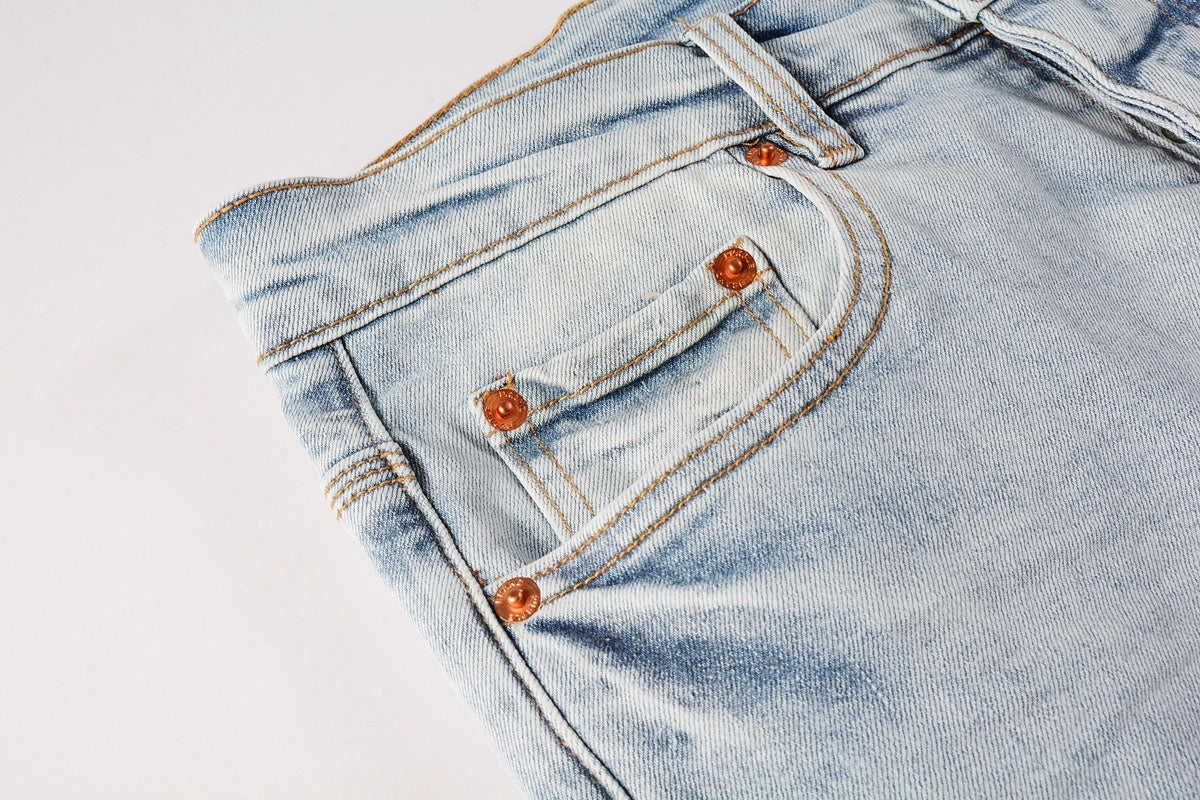 Men’s Slim Fit Light Blue Distressed Stretch Denim