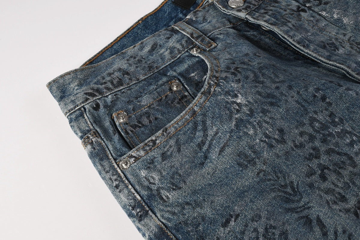 Men's Baggy Denim Jeans with Ripped Detailing, Stretch Fit & Wide Leg Design