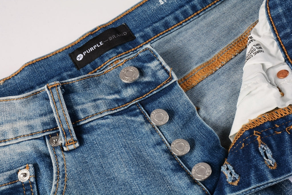Men's Slim Fit High Street Distressed Blue Stretch Ripped Jeans