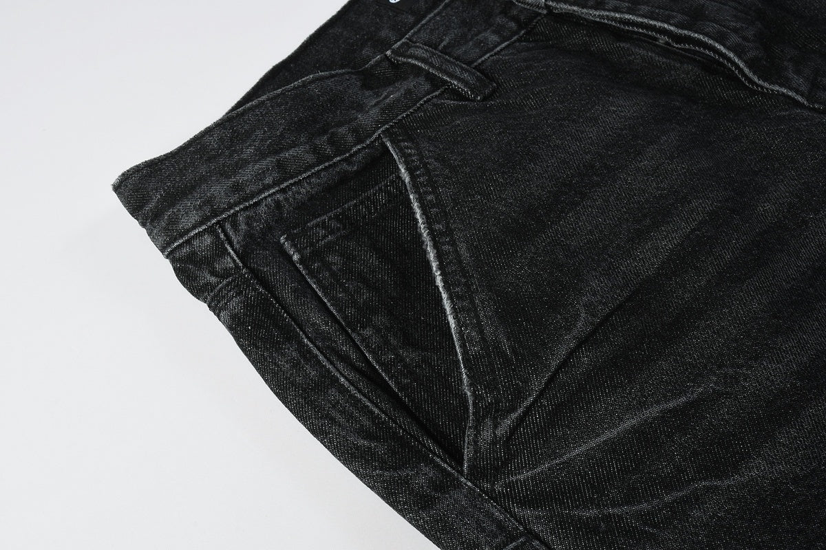 High Street Distressed Black Rhinestones Baggy Jeans for Men & Women | Cool Boys Fashion Loose Fit