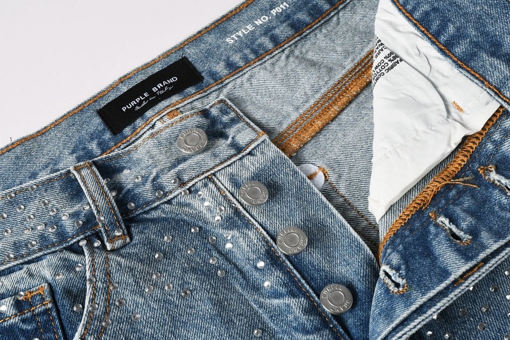 Distressed Blue Baggy Rhinestones Loose Ripped Jeans | Trendy Street Style Denim