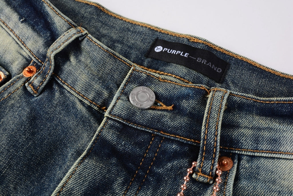 Men's Slim Fit High Street Distressed Blue Stretch Jeans