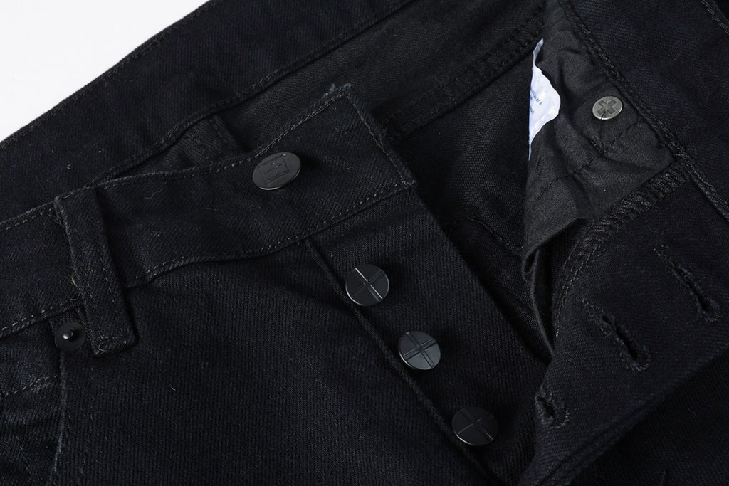 Men's Black Knee Slit Distressed Skinny Jeans - Stretch Denim