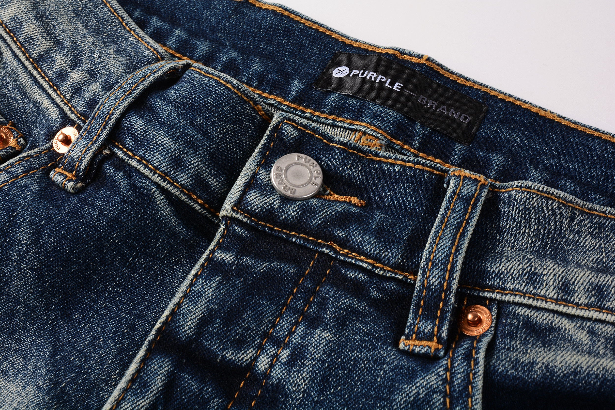 Men's Distressed Dark Blue Skinny Jeans with Ripped Holes & Button Fly