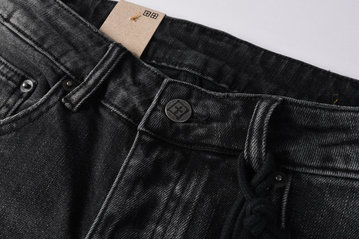 Men’s Black Washed Skinny Jeans - Knee Ripped Streetwear Denim