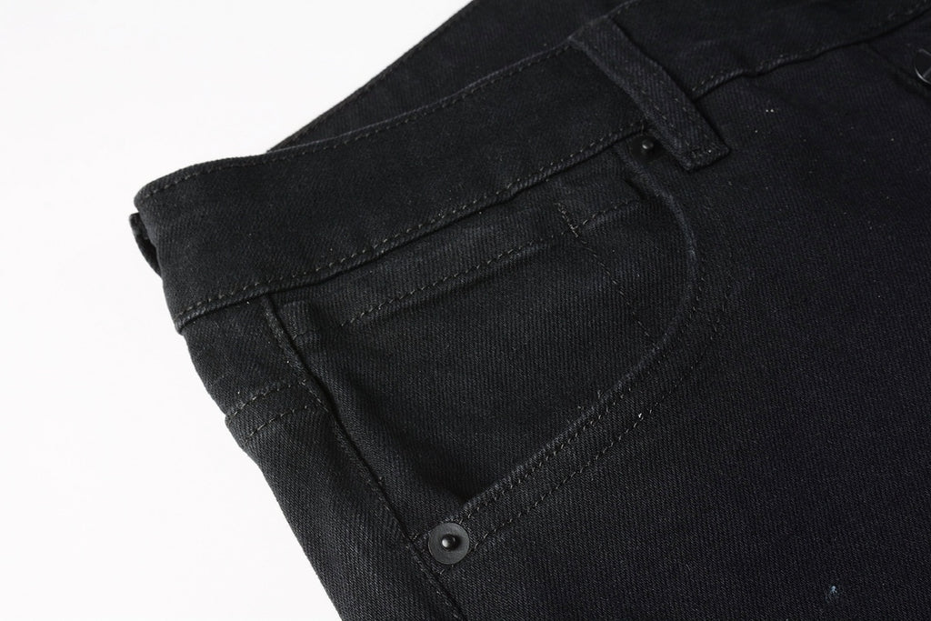 Men's Solid Black Slim-Fit Stretch Jeans - Premium Denim Pants