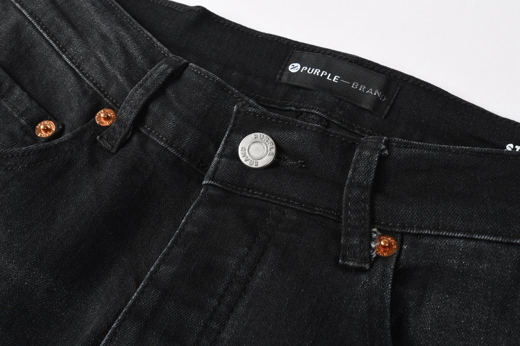 Men's Distressed Dark Black Skinny Jeans with Graffiti & Spray Paint Design & Ripped Holes