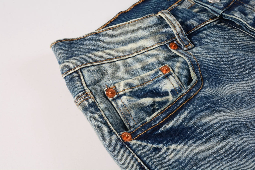 Men's Streetwear Slim Fit Distressed Blue Damaged Holes Graffiti Stretch Ripped Jeans