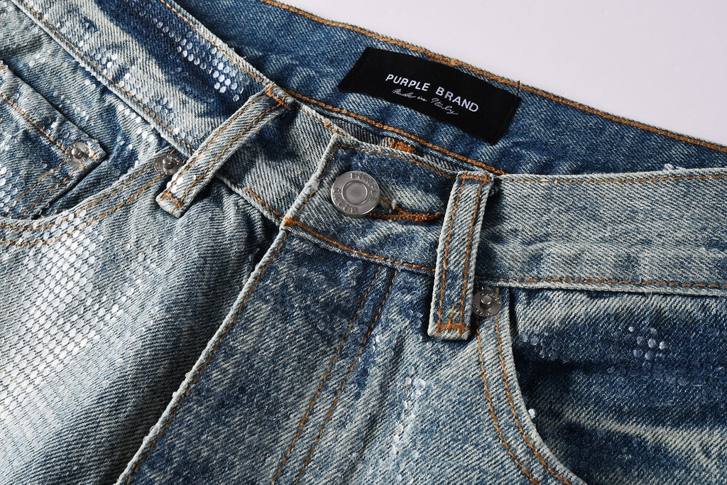 High-Quality Distressed Blue Wide Leg Jeans for Men & Women with Loose Fit & Stretch Denim
