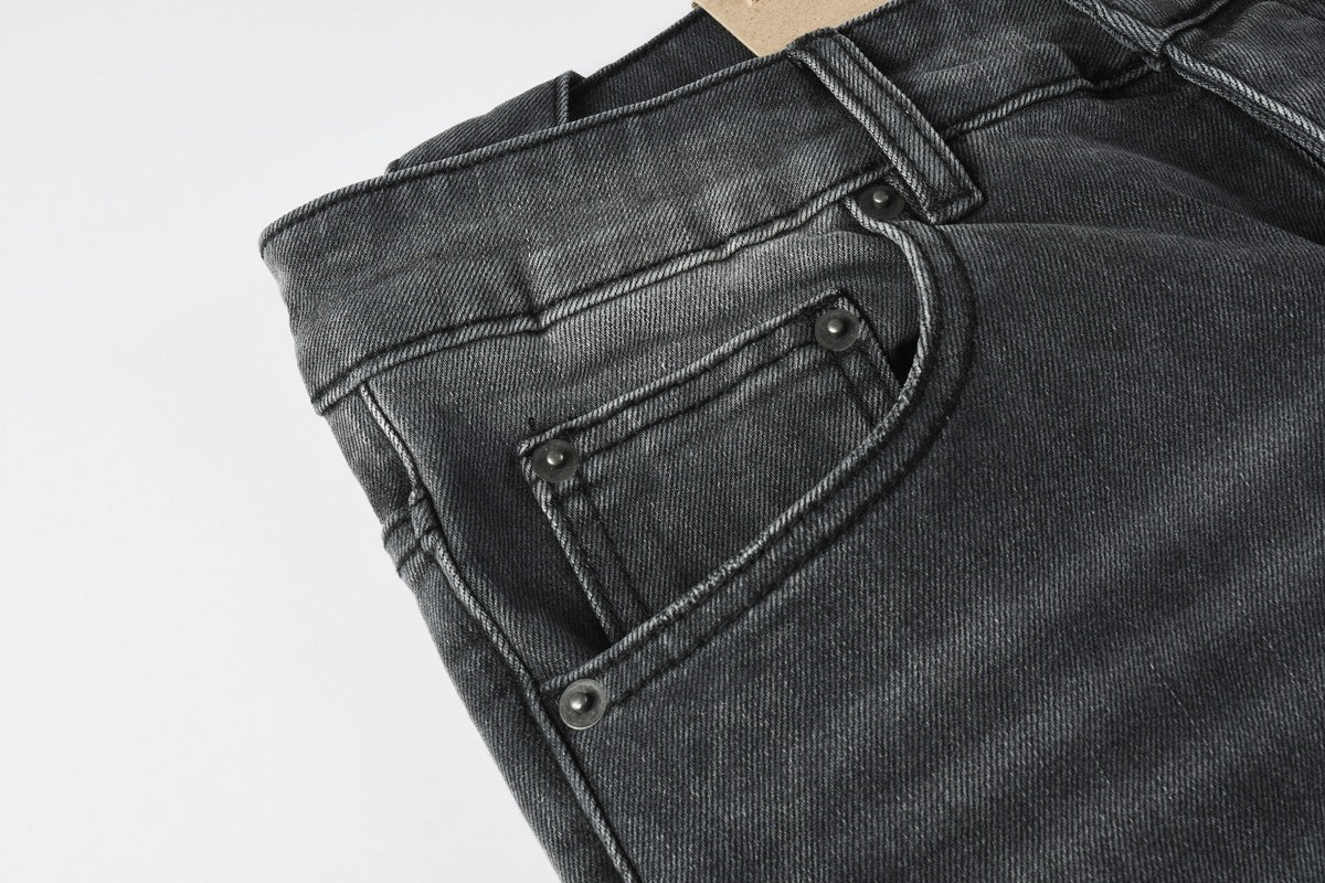 Men's Ksubi-Style Black Distressed Rhinestone Skinny Jeans