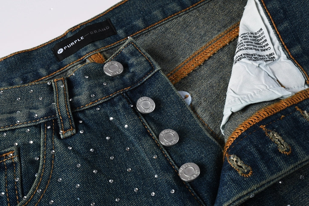 Men's & Women's High Street Baggy Distressed Blue Jeans with Rhinestones & Loose Fit