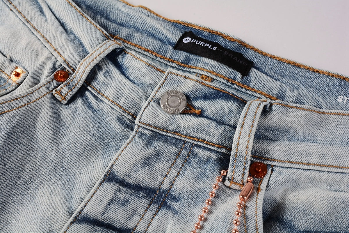 Men’s Slim Fit Light Blue Distressed Stretch Denim