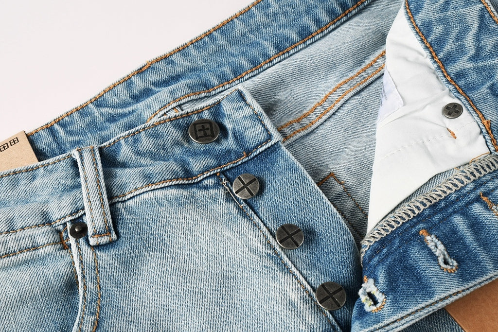 Men's Light Wash Distressed Skinny Jeans - Slim Streetwear Denim