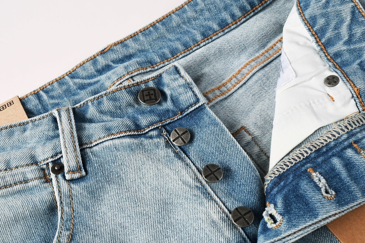 Men's Light Wash Distressed Skinny Jeans - Slim Streetwear Denim