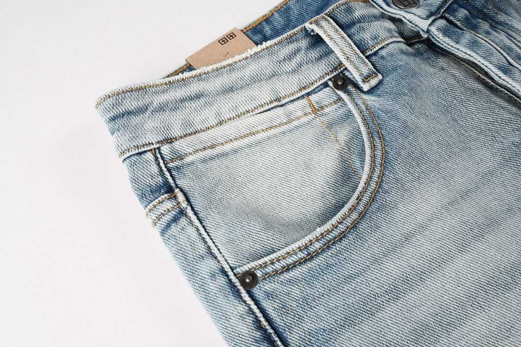 Men’s Light Wash Biker Skinny Jeans - Distressed Street Denim