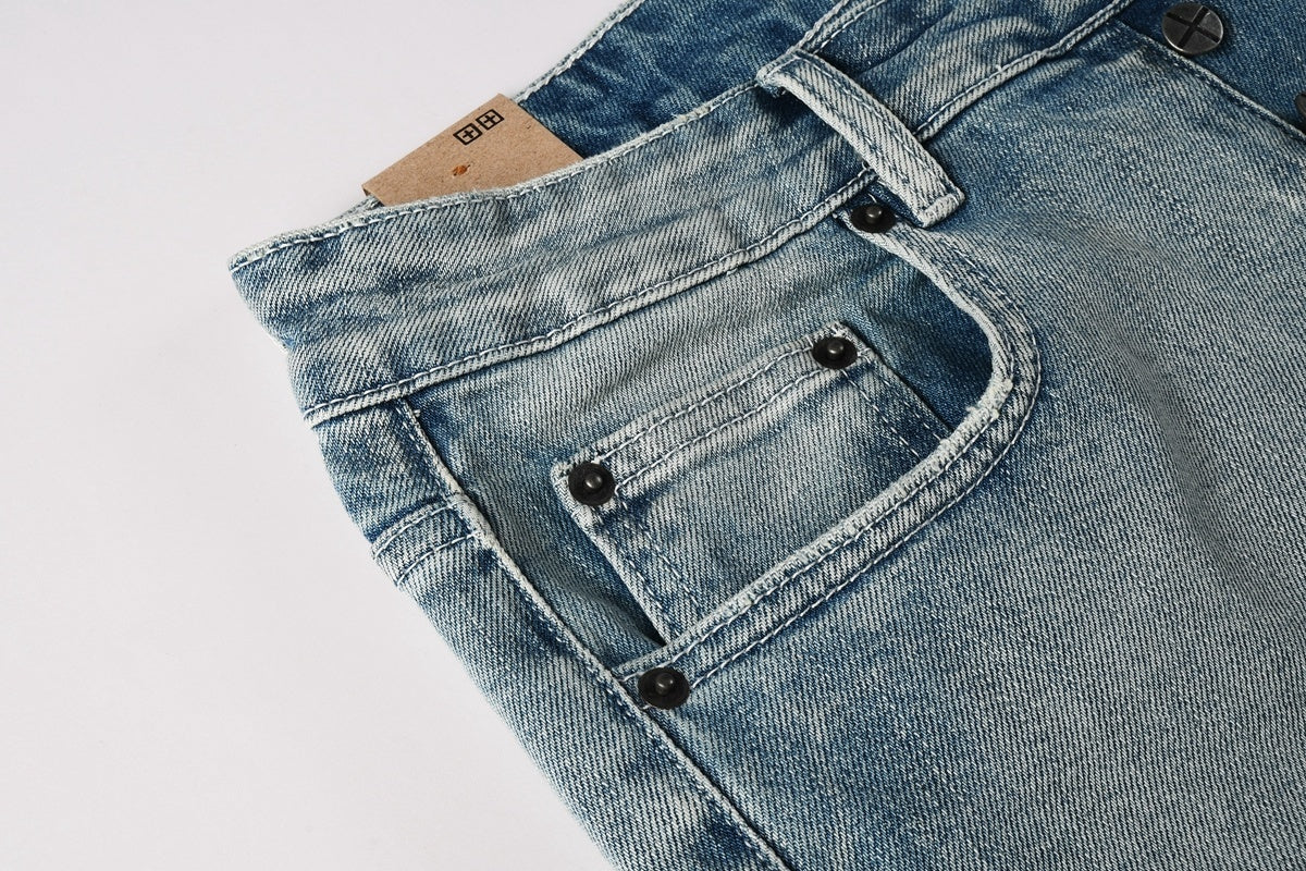 Men's Light Wash Slim Skinny Jeans - Vintage Streetwear Denim