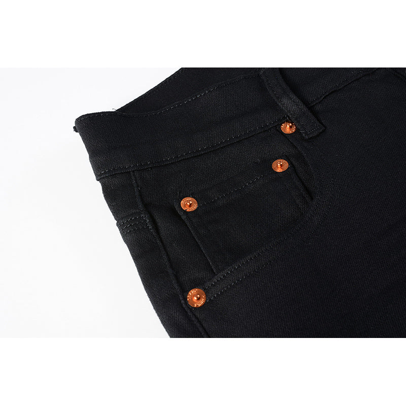 Men's Distressed Slim Fit Black Ripped Jeans