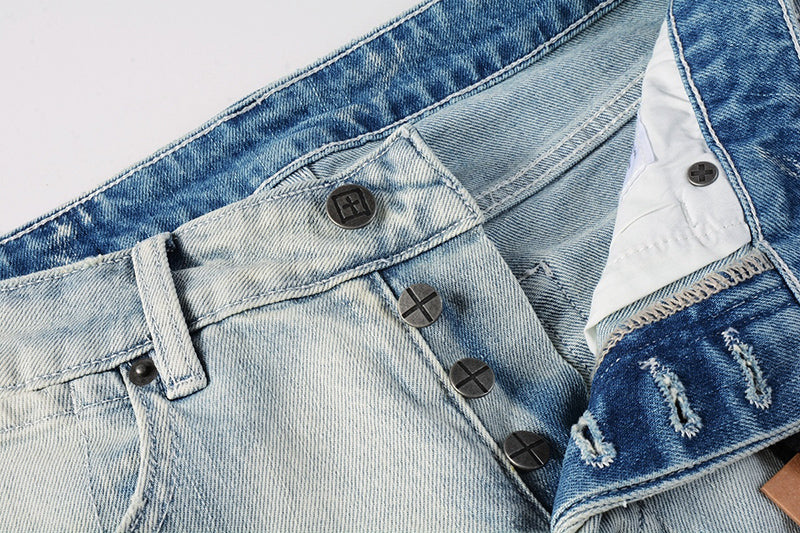Men’s Light Wash Distressed Skinny Jeans - Streetwear Denim
