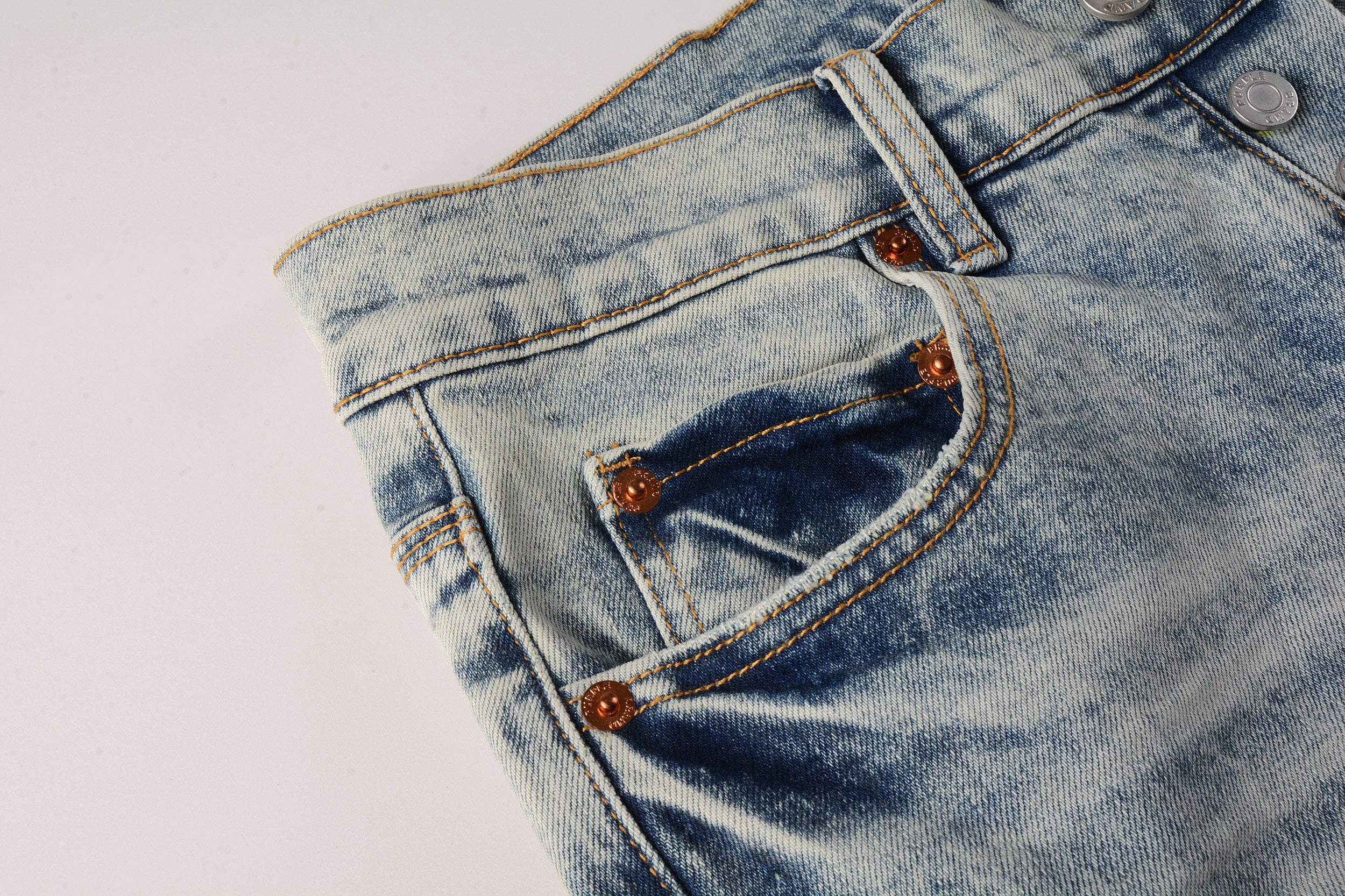Men's Distressed Light Indigo Skinny Jeans with Ripped Holes & Button Fly