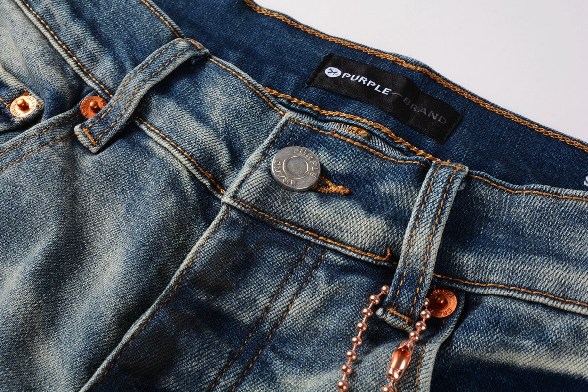 Men High Street Distressed Light Blue Destroyed Holes Graffiti Painted Stretch Slim Fit Ripped Jeans