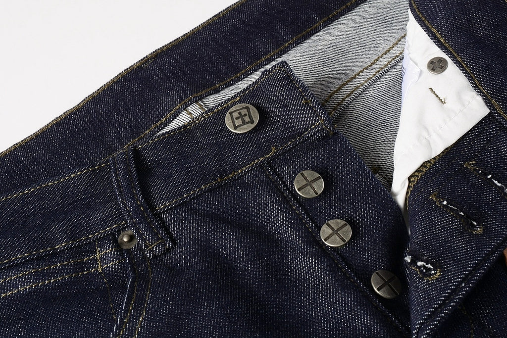 Men's Raw Indigo Dark Wash Slim-Fit Stretch Jeans - Premium Denim