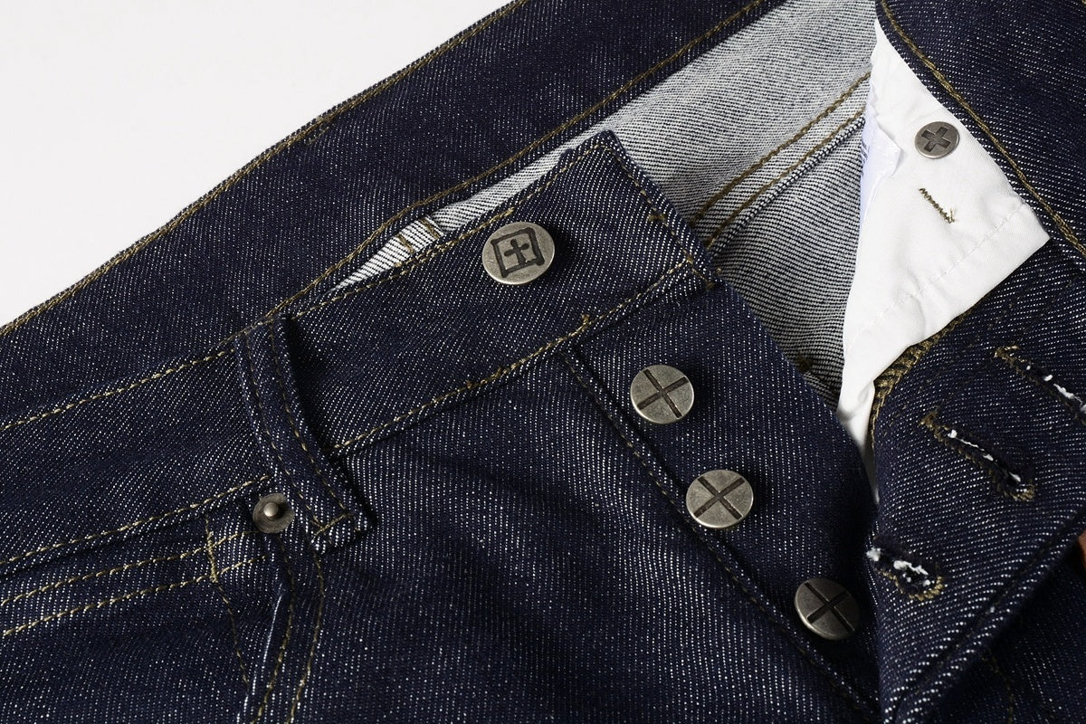 Men's Raw Indigo Dark Wash Slim-Fit Stretch Jeans - Premium Denim