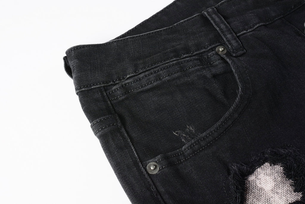 Men's Black Distressed Skinny Jeans - Ripped Stretch Denim Pants