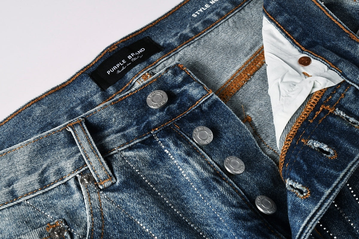 Distressed Blue Baggy Rhinestones Loose Ripped Jeans | Trendy Streetwear Denim