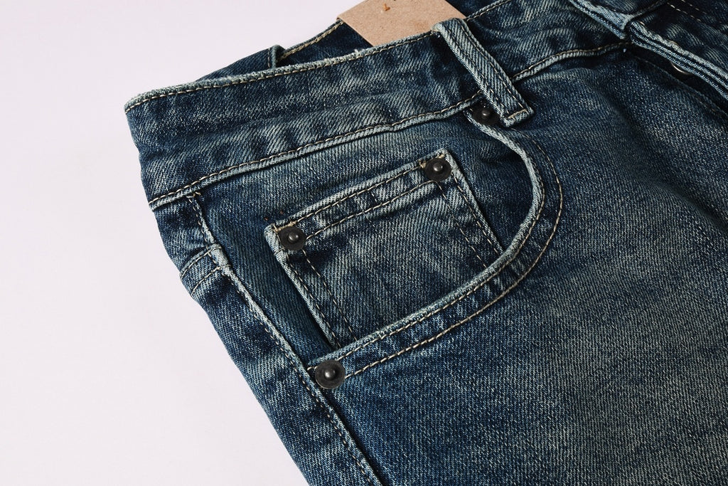 Men's Dark Vintage Wash Slim Skinny Jeans - Streetwear Denim