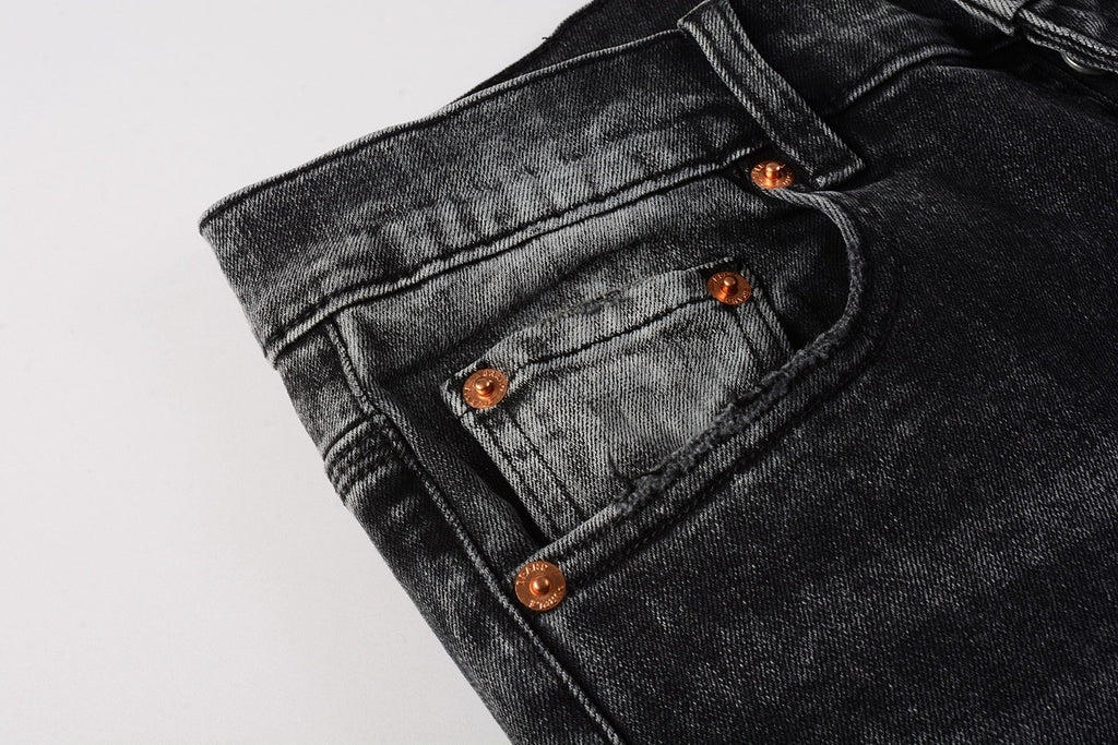 Men's High Street Distressed Black Gray Simple Stretch Slim Fit Ripped Jeans
