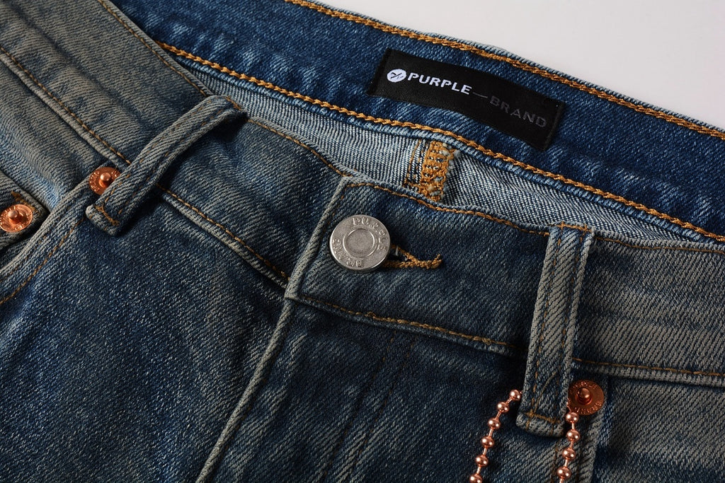Men's High Street Distressed Blue Painted Dirty Slim Fit Ripped Jeans