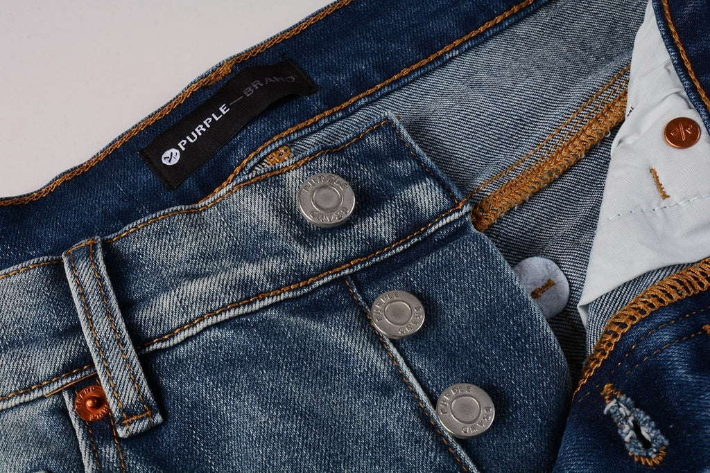Men's Slim Fit Streetwear Distressed Light Blue Destroyed Holes Patchwork Stretch Ripped Jeans